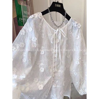 :orea : Điềm : thời trang cổ tròn ren dài tay áo cổ điển áo rời