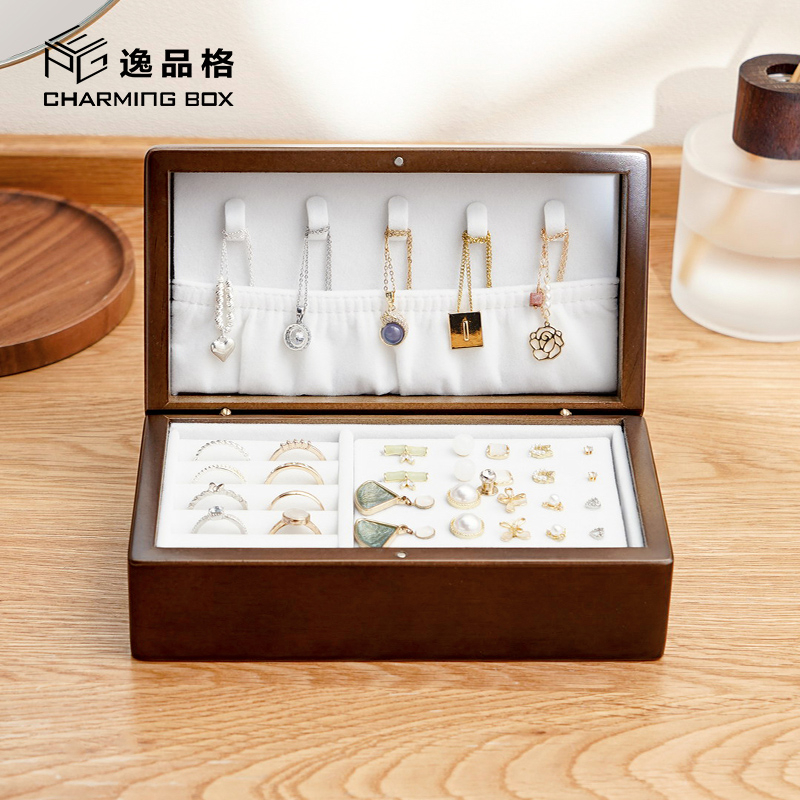 Hộp Đựng Trang Sức Bằng Gỗ Trơn Có Nắp Đậy Sắp Xếp Gọn Gàng