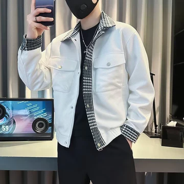 【3 Màu】Áo khoác nam tay dài áo khoác nam ngầu phong cách thời trang áo khoát nam cao cấp cổ đứng harajuku cho nam giới áo khoác nam đẹp unisex chất lượng cao zipper splice lưới đa túi dài tay áo