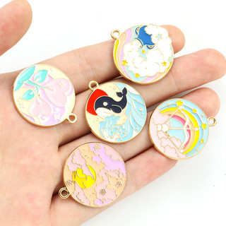 Bộ 10 Mặt Vòng cổ Hợp Kim Tráng Men Hình Bầu Trời Và Cá Voi / Cầu Vồng / Ngôi Sao / Đám Mây / Ngôi Sao Màu Kẹo Ngọ