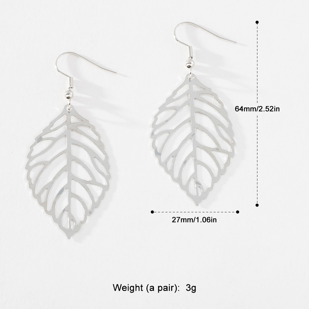 Ảnh Bông Tai Hợp Kim Dáng Dài Họa Tiết Lá Cây Mori Đơn Giản Thời Trang Cho Nữ PD1214 4