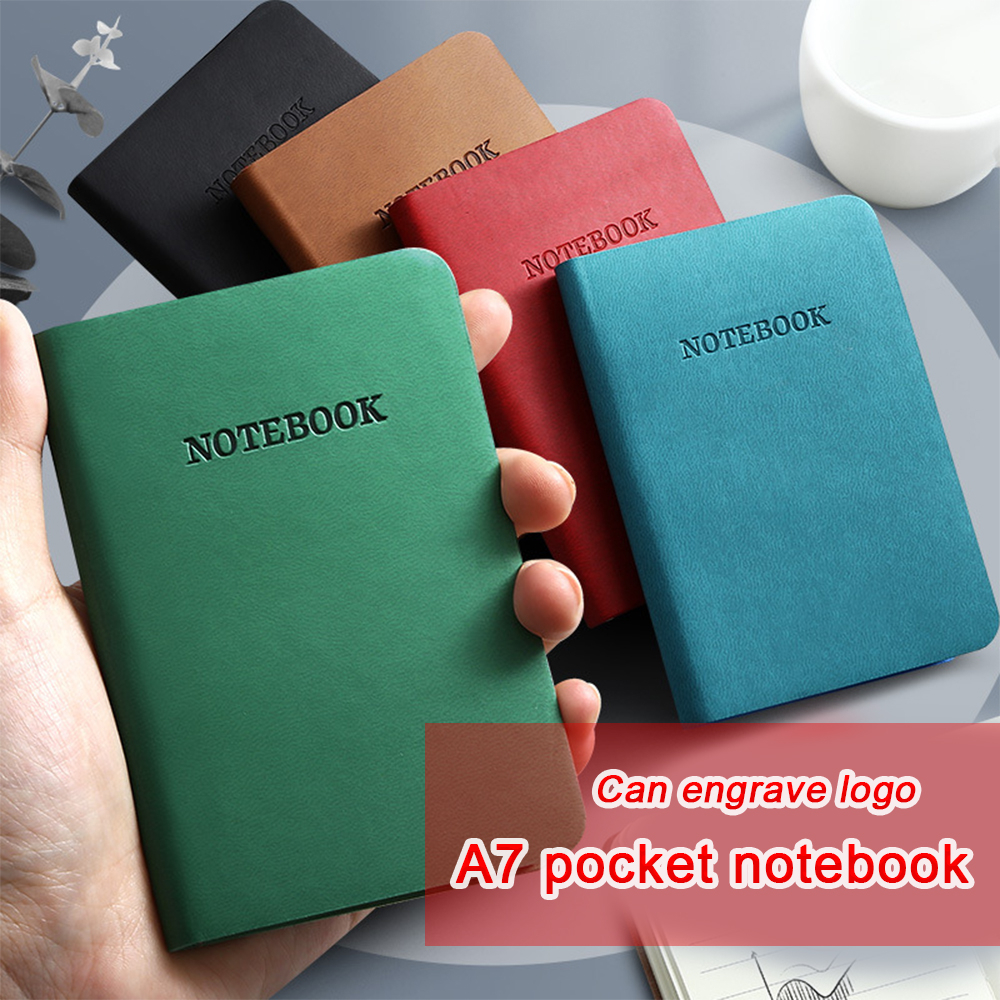 (Có thể khắc logo) Sổ bìa da mềm khổ A7, mini note, sổ bỏ túi, sổ ghi ...