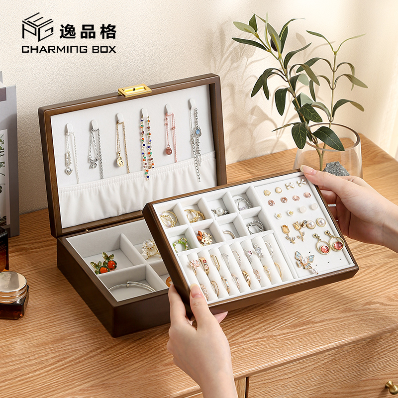 Hộp Đựng Trang Sức Bằng Gỗ Trơn Sắp Xếp Gọn Gàng Cho Nữ