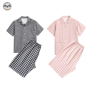 Bộ Đồ Ngủ Pijama / Quần short / Áo Tay Ngắn Hai Lớp Bằng Vải cotton Phong Cách muji Nhật Bản Dành Cho Cặp Đôi
