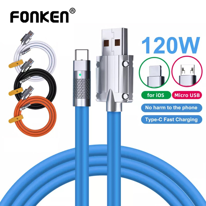 Ảnh Cáp sạc nhanh FONKEN USB type C 120W 6A cho Xiaomi Huawei Samsung 2