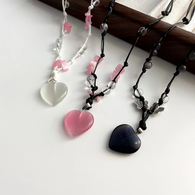 Vòng cổ Mặt Đá Tự Nhiên Hình Trái Tim Thời Trang Cho Nữ