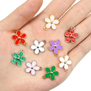 Set 10 Mặt Vòng cổ Hợp Kim Tráng Men Hình Hoa Trà Phong Cách Hàn Quốc Dễ Thương