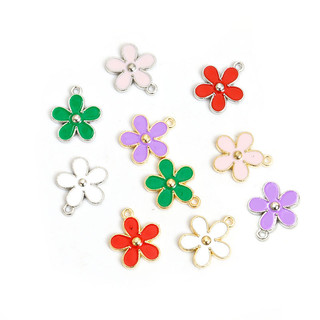 Set 10 Mặt Vòng cổ Hợp Kim Tráng Men Hình Hoa Trà Phong Cách Hàn Quốc Dễ Thương