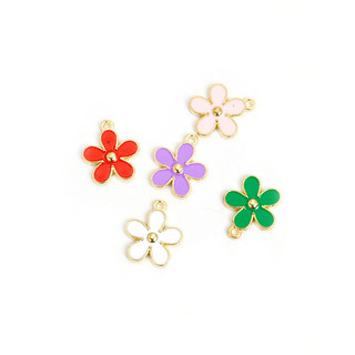 Set 10 Mặt Vòng cổ Hợp Kim Tráng Men Hình Hoa Trà Phong Cách Hàn Quốc Dễ Thương
