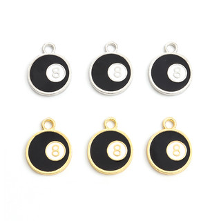 Set 10 Mặt Vòng cổ Hình Số 8 Tráng Men Màu Đen Đơn Giản Dùng Làm Trang Sức DIY