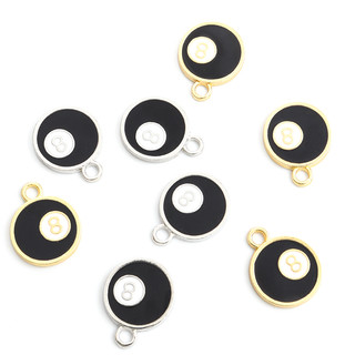 Set 10 Mặt Vòng cổ Hình Số 8 Tráng Men Màu Đen Đơn Giản Dùng Làm Trang Sức DIY