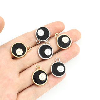 Set 10 Mặt Vòng cổ Hình Số 8 Tráng Men Màu Đen Đơn Giản Dùng Làm Trang Sức DIY