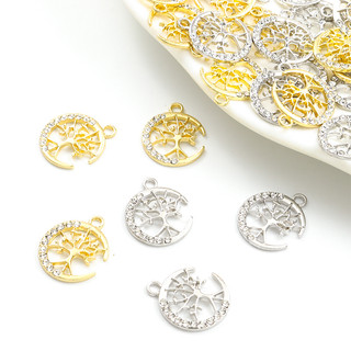 Set 10 Mặt Vòng cổ Thủ Công Hình Cây Đính Đá Pha Lê Thời Trang Cho Cặp Đôi