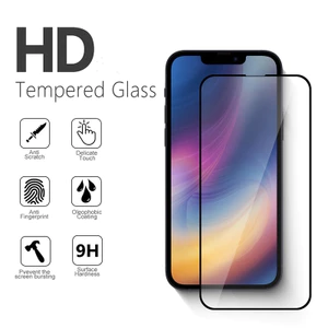 Kính Cường Lực 9H HD Viền Đen Cho iPhone 14 11 12 13 Pro MAX XS XR XS MAX 6 7 8 Plus