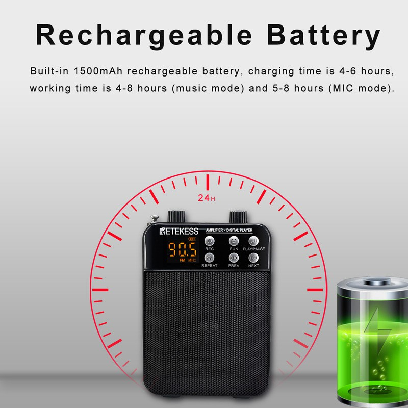 Ảnh Hệ Thống Khuếch Đại Âm Thanh Không Dây Mini Retekess TR619 PA TT123 TR503 2.4G Kèm Mic Dùng Cho Giảng Dạy 2