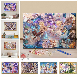 MOZI ✨40*50cmGenshin tranh tô màu theo số tranh số hoá anime tranh tô màu theo số theo yêu cầu tranh sơn dầu số hoá tranh số hoáTranh Sơn Dầu Kỹ Thuật Số Tự Làm Hình Yuanshen Dùng Để Trang Trí Nội Thất