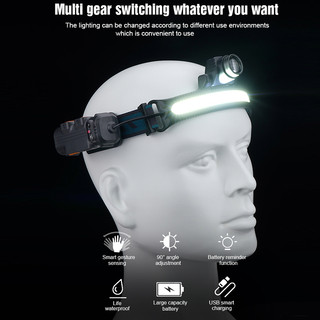 Đèn Pin Đeo Đầu LED XPG + COB Chống Thấm Nước 6 Chế Độ Tích Hợp Pin Sạc USB Tiện Dụng
