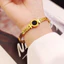 Vòng tay nữ làm bằng titan không gỉ mạ vàng 18k thiết kế mặt khắc số la mã thời trang sang trọng
