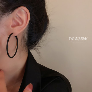 DREJEW Bông Tai Mạ Bạc 925 Hình Tròn Màu Đen Đơn Giản Phong Cách Âu Mỹ Thời Trang Cho Nữ