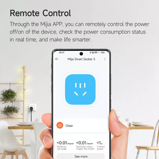 Ổ cắm thông minh Xiaomi 3 Điều khiển từ xa Điều khiển bằng giọng nói Thống kê tiêu thụ điện năng Hoạt động với ứng dụng nhà thông minh Xiaomi
