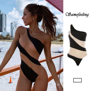 Sf♫Bikini Một Mảnh Kẻ Sọc Nhiều Màu Sắc Gợi Cảm Cho Nữ