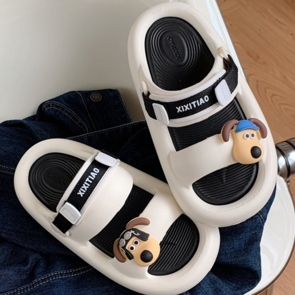Cặp Đôi Đầu Lớn Dễ Thương Màu Chó Phù Hợp Với Dép Dép EVA Đế Dày Dép Dép Dép Mùa Hè Cặp Đôi Dép Dép Dép Hai Dây Dép Dép Đế Dày