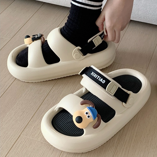 Cặp Đôi Đầu Lớn Dễ Thương Màu Chó Phù Hợp Với Dép Dép EVA Đế Dày Dép Dép Dép Mùa Hè Cặp Đôi Dép Dép Dép Hai Dây Dép Dép Đế Dày
