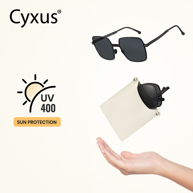 Cyxus Kính Mát Phân Cực Gọng Vuông Gập Gọn Nam Nữ Chống UV400 Tiện Dùng Lái Xe Ngoài Trời 1107