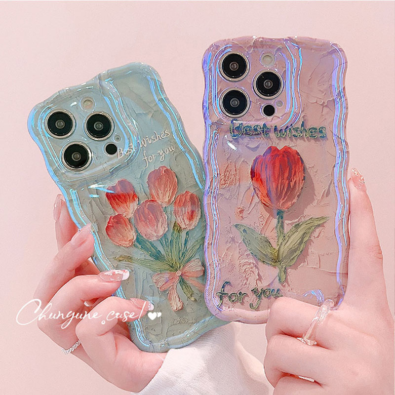 Ốp Điện Thoại Mềm Chống Sốc Hình Hoa Tulip Cho iPhone 14 Pro Max 11 12 13 Pro Max 13pro