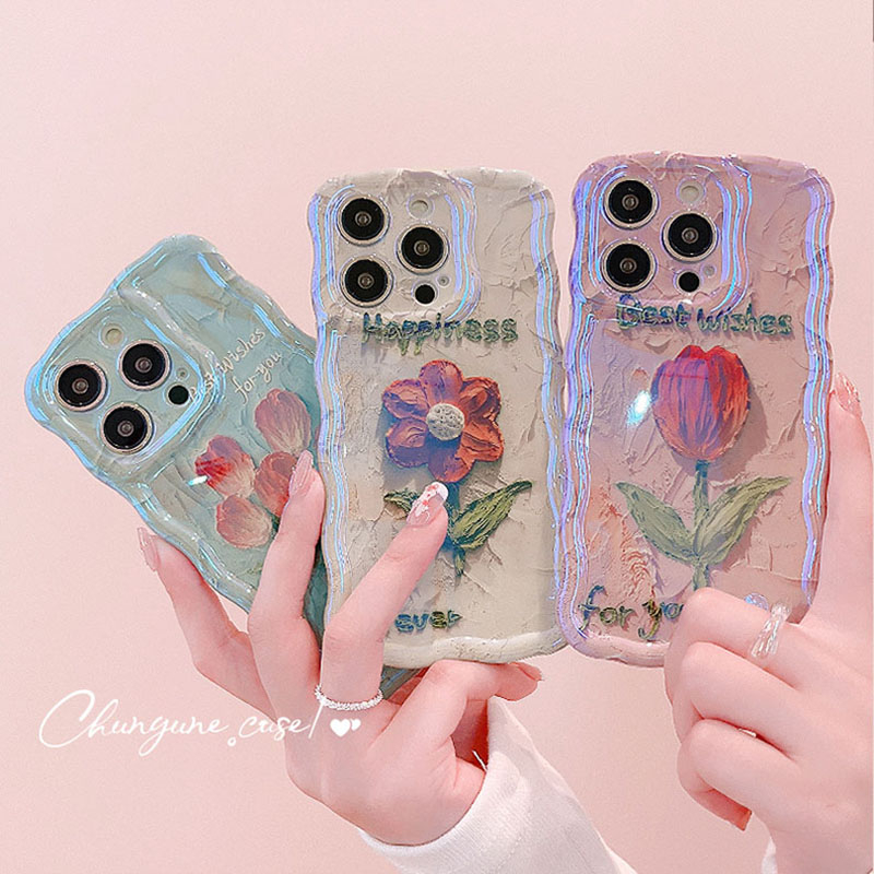 Ốp Điện Thoại Mềm Chống Sốc Hình Hoa Tulip Cho iPhone 14 Pro Max 11 12 13 Pro Max 13pro