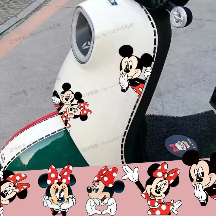 Hl Miếng Dán Trang Trí Xe Hơi Họa Tiết Hoạt Hình Mickey Minnie Dễ Thương