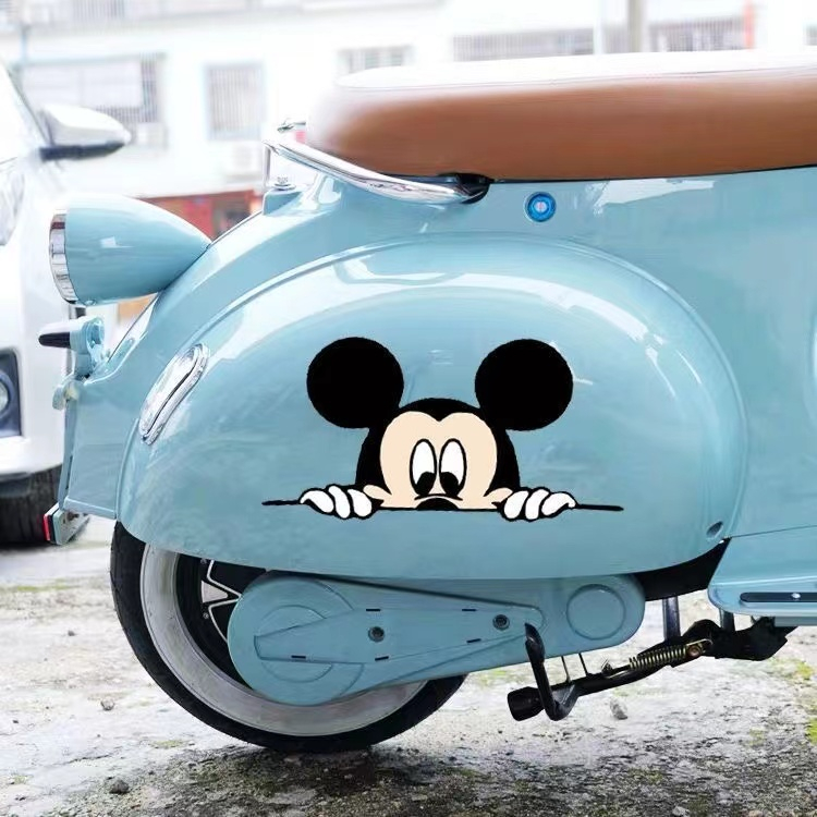 Hl Miếng Dán Trang Trí Xe Hơi Họa Tiết Hoạt Hình Mickey Minnie Dễ Thương