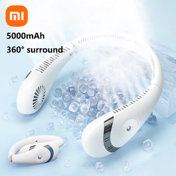 Quạt cổ XIAOMI 5000mAh Quạt nhỏ có thể gập lại làm mát usb không cánh Tắt tiếng Quạt đeo cổ có thể đeo được làm mát không khí cho thể thao