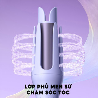Máy uốn tóc xoăn Màu tím/hồng 32mm Máy uốn tóc xoăn tự động  làm xoăn 3 phút tạo kiểu chất liệu gốm sứ đường kính uốn ướt và khô