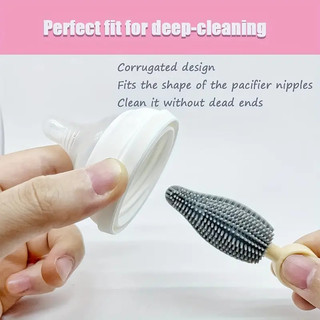 Set 2 Bàn Chải Vệ Sinh Bình Sữa Em Bé Kèm Kềm Và Hộp Đựng Tiện Lợi