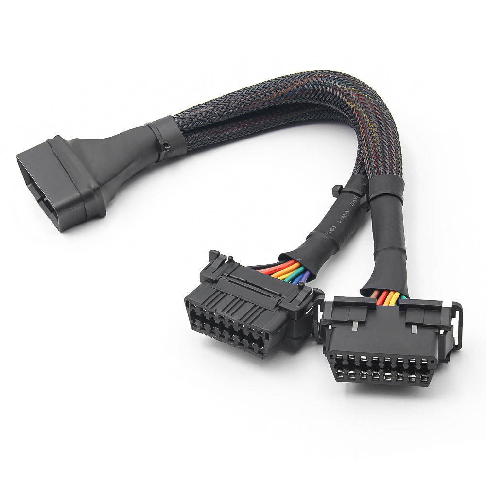 Dây Cáp Nối Dài 30CM 2 Trong 1 OBD 2 OBD2 16Pin Male Sang 2 Female Cho ELM327 HUD