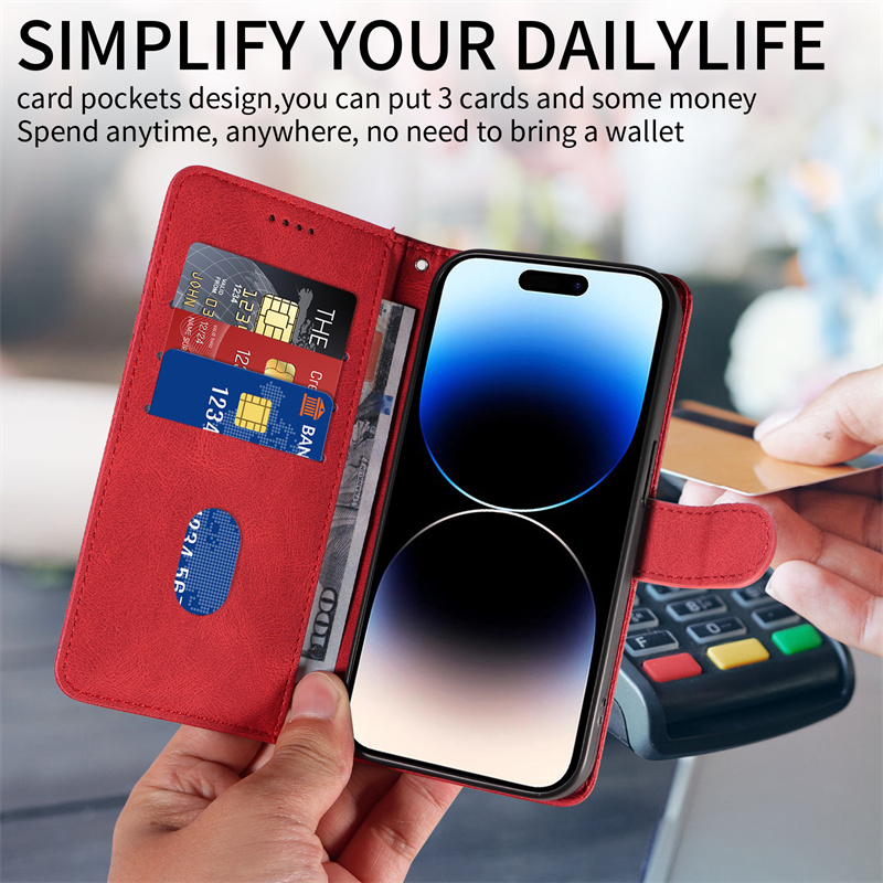 Dành Cho Iphone 14 Plus 13 12 Mini Pro Max Ốp Lưng Ví Da PU Có Khe Cắm Thẻ Đứng Vỏ Lật Chống Sốc