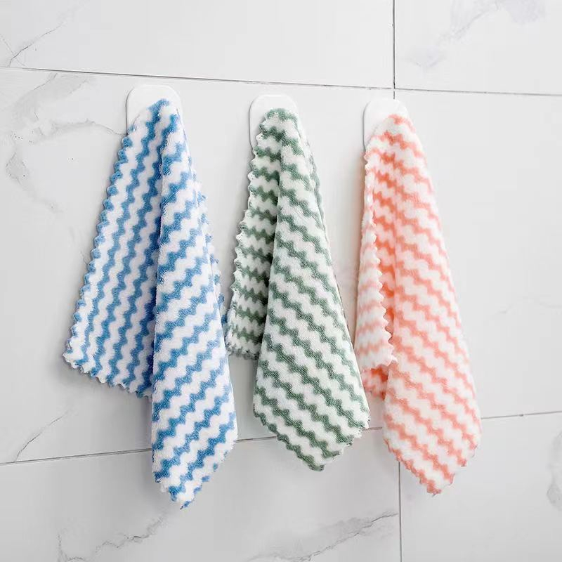 Sanchenhlby zp Vải làm sạch lông cừu san hô Thấm hút nước không xơ giẻ lau mỡ nhà bếp Khăn vuông đầy màu sắc có thể tái sử dụng