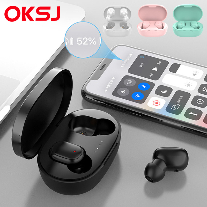 Tai nghe nhét tai không dây OKSJ bluetooth 5.0 chơi game điều khiển vân tay cảm ứng cho Android TWS