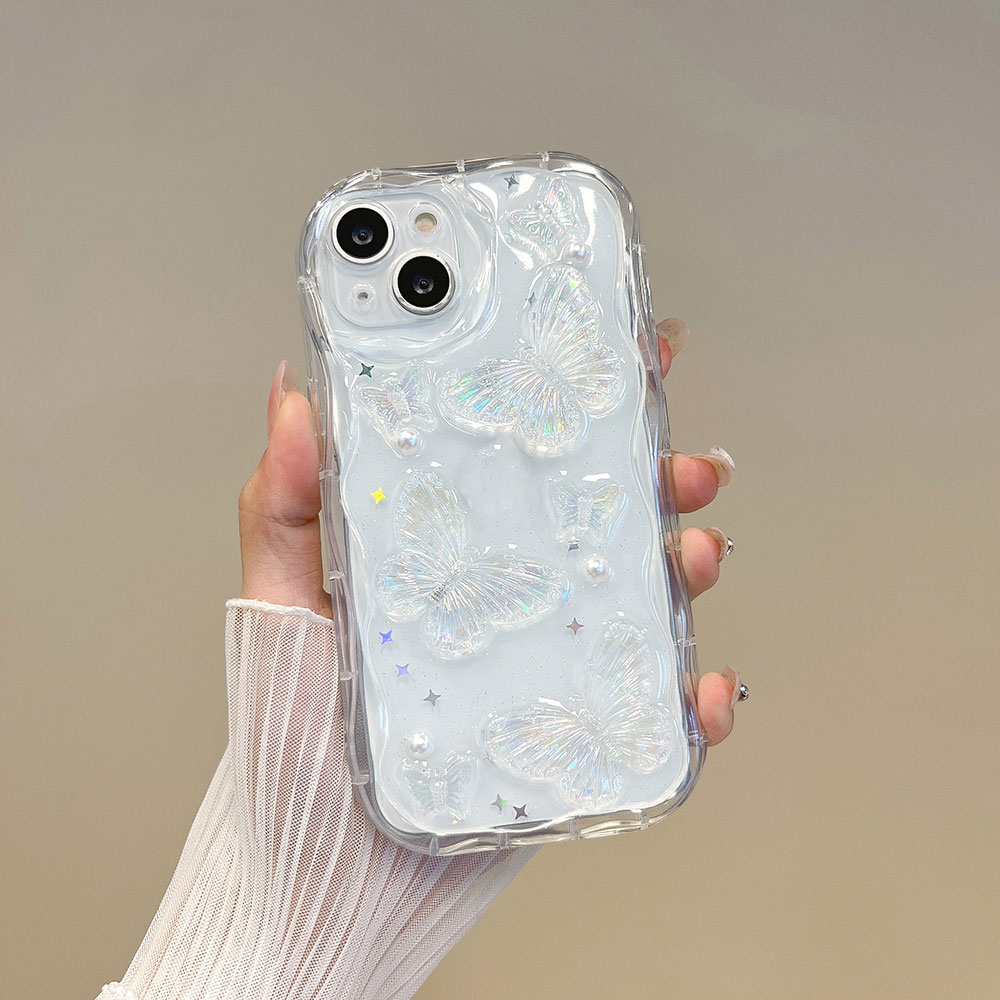 Dành cho iPhone 16 14 Pro MAX 15plus Ốp điện thoại hình bướm ba chiều trong suốt cho iPhone 15 14 13 12 11 Pro MAX XS MAX XR XS X 14 Plus Ốp lưng TPU trong suốt