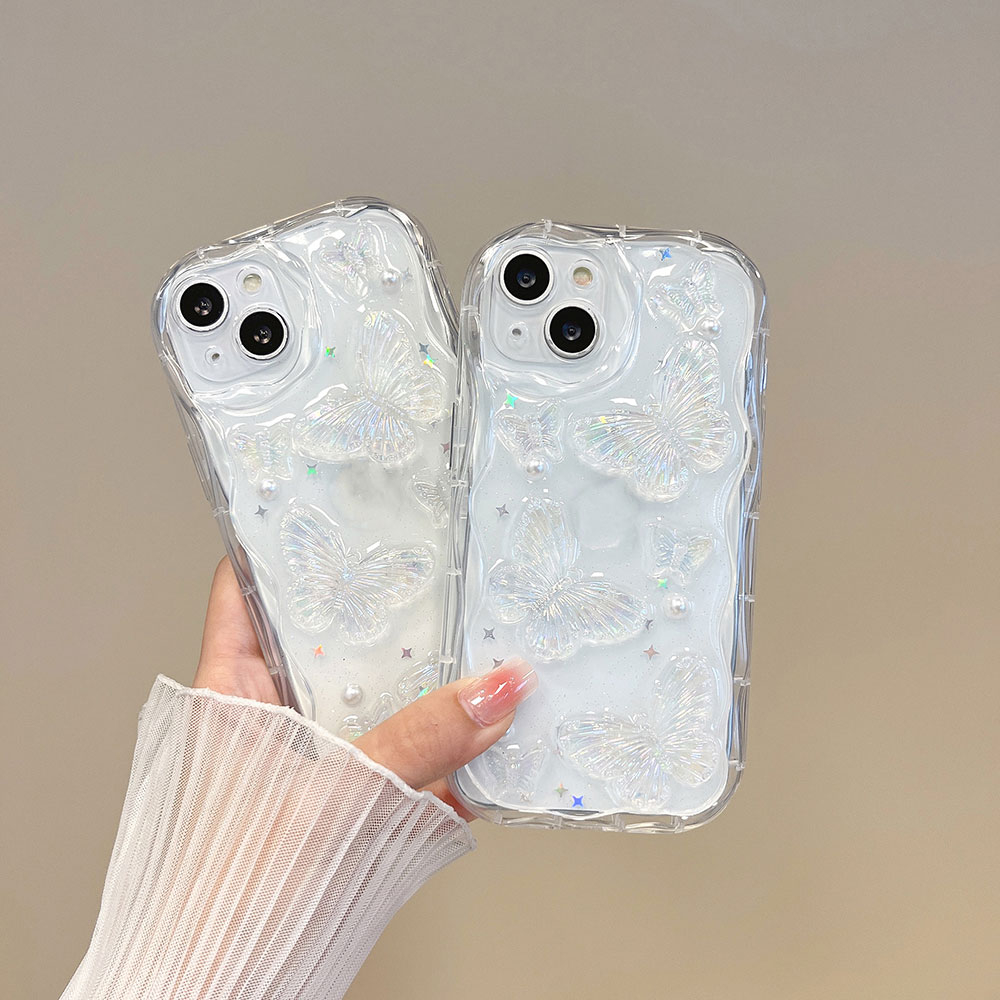 Dành cho iPhone 16 14 Pro MAX 15plus Ốp điện thoại hình bướm ba chiều trong suốt cho iPhone 15 14 13 12 11 Pro MAX XS MAX XR XS X 14 Plus Ốp lưng TPU trong suốt