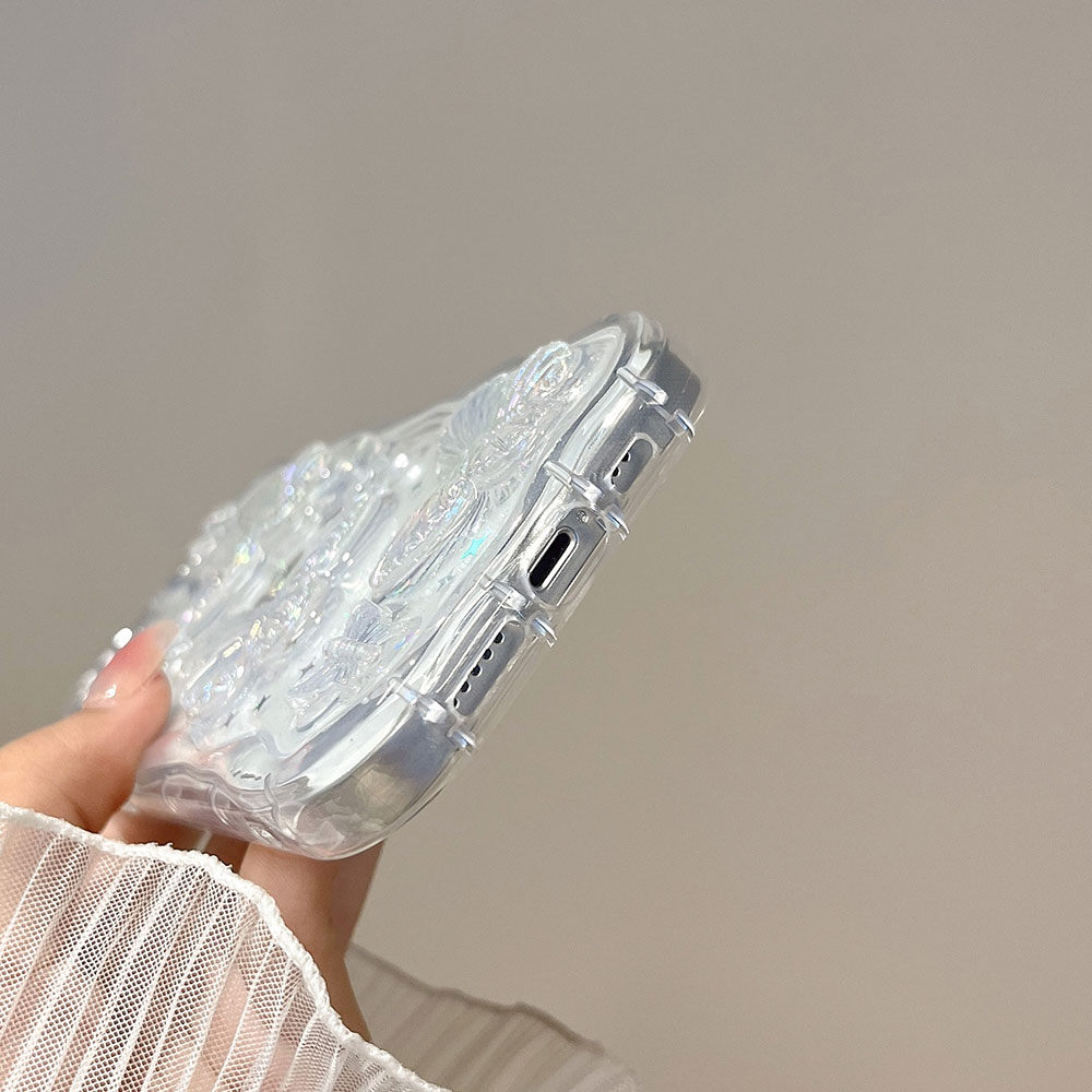 Dành cho iPhone 16 14 Pro MAX 15plus Ốp điện thoại hình bướm ba chiều trong suốt cho iPhone 15 14 13 12 11 Pro MAX XS MAX XR XS X 14 Plus Ốp lưng TPU trong suốt