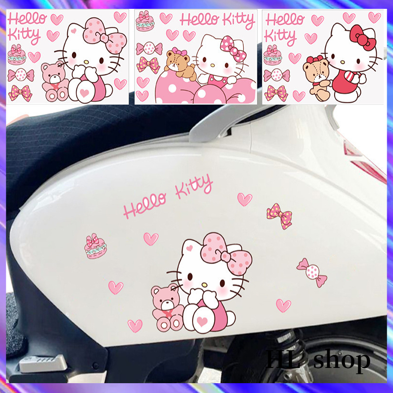 Hl Miếng Dán Trang Trí Xe Hơi Hình Mèo Hello Kitty Dễ Thương Chống Thấm Nước