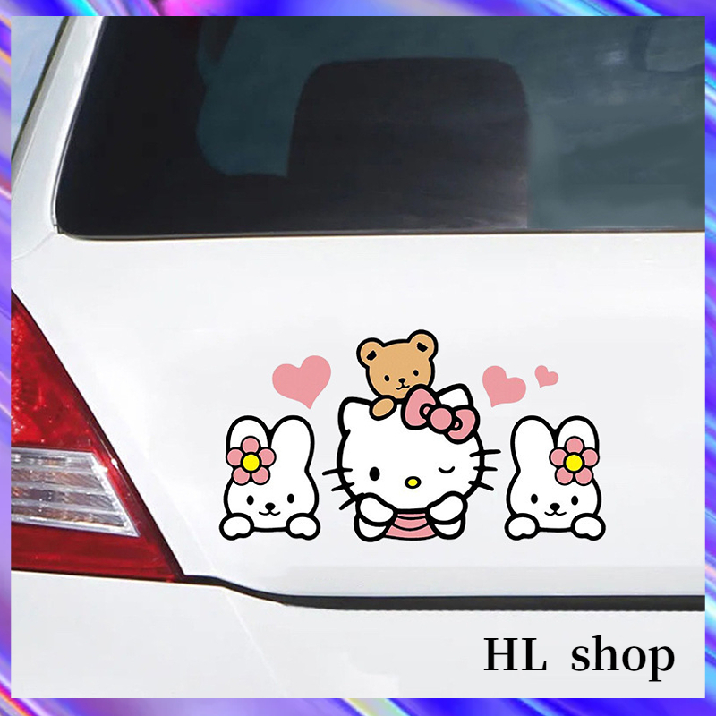 Nhãn Dán Trang Trí Xe Hơi Họa Tiết Mèo kitty Dễ Thương Chống Thấm Nước