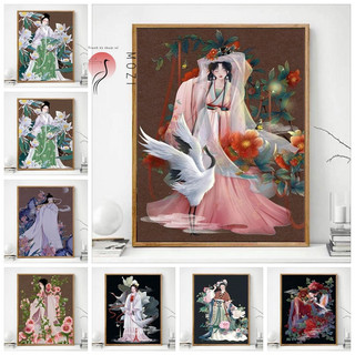 MOZI✨hệ thực vật 40*50cm tranh tô màu theo số tranh tô màu số hoá tranh sơn dầu số  tranh sơn dầu số hoá tranh sơn dầu số hóa bts sơn acrylic  tranh số hoá animeTranh Sơn Dầu diy Hình Hoa Phong Cách Trung Quốc