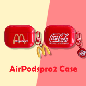 Ốp lưng bóng đỏ chuyên dụng AirPodsPro3/AirPods3/AirPodsPro/AirPods2gen, phong cách McDonald's Coca Cola