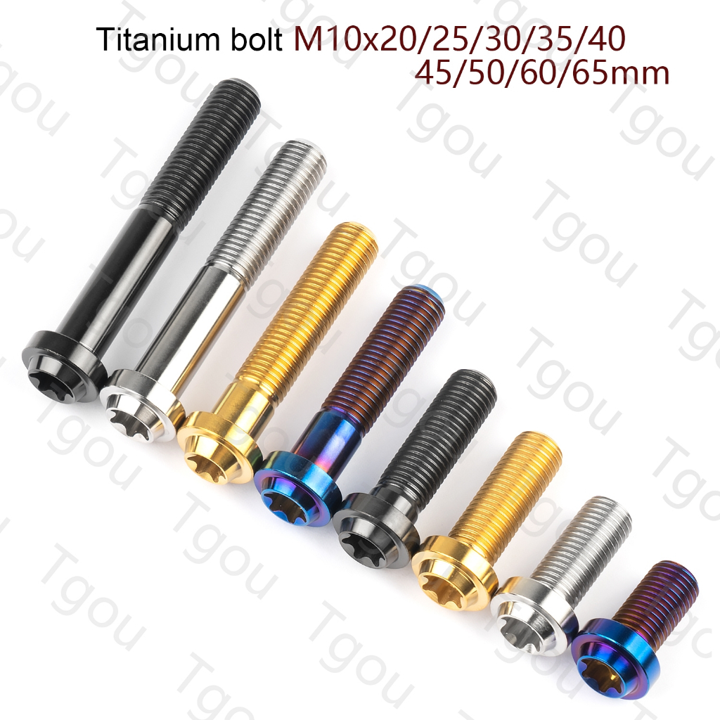 Bullone In Titanio 4 Pezzi M10x20 25 30 35 40 45 50 55 60 65 70 75 80 85 90mm Vite A Testa Esagonale Flangiata, Adatto For La Modifica Del Motociclo Della Bicicletta(Black,M10 1.25Pitch 20mm