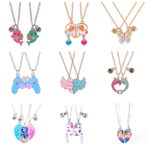 Set 2 Vòng cổ Tình Bạn Mặt Hình Cá Heo / Trái Tim / Cá Heo Dễ Thương