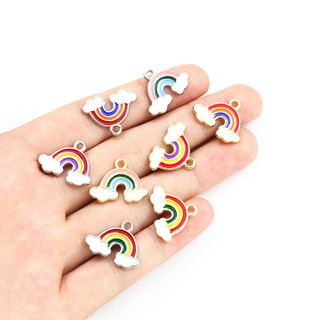 Set 10 Mặt Vòng cổ Hình Đám Mây Cầu Vồng Hoạt Hình Bằng Hợp Kim Tráng Men DIY