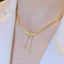 Vòng cổ titan không gỉ mạ vàng 18k thiết kế mặt hình bướm phun cát ánh kim thời trang sang trọng dành cho nữ